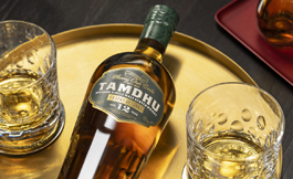 Tamdhu Drinks in whisky glasses on Brass serving tray taken in Scotland Studio